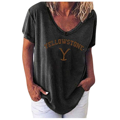 Playera Oversize Cuello V Estampado con Letras para Mujer - Image 10