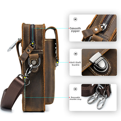 Bolsa Mensajera de Cuero con Cinturón Multifuncional para Hombre - Image 11