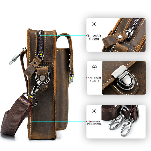 Bolsa Mensajera de Cuero con Cinturón Multifuncional para Hombre - Image 11