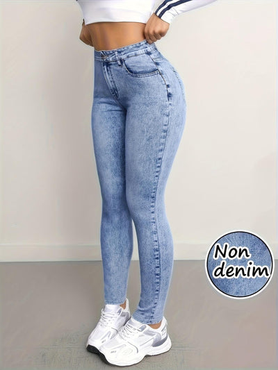 Leggings Deportivos Estampado Denim Falso - Image 10