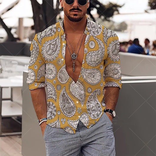 Camisa Estampada Suelta Talla Grande para Hombre - Image 7
