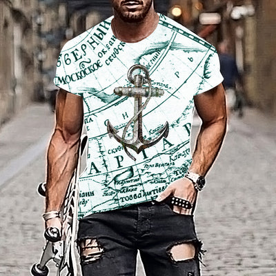 Camiseta Manga Corta Estampado Mapa y Ancla Multicolor - Image 11