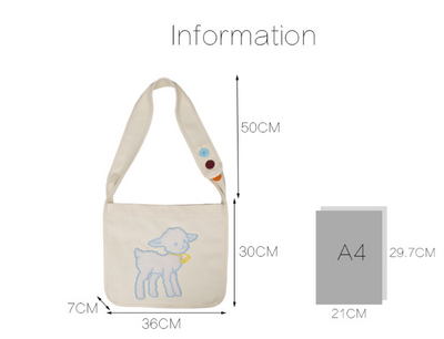 Bolsa Universitaria con Bordado de Oveja - Estilo Campus Desenfadado - Image 7