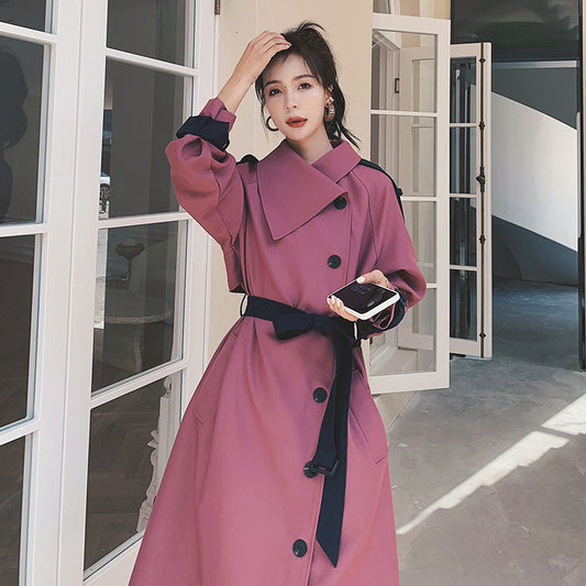 Abrigo Elegante Hasta la Rodilla Estilo Coreano Primavera Otoño