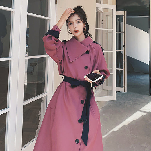 Abrigo Elegante Hasta la Rodilla Estilo Coreano Primavera Otoño