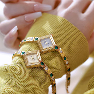 Reloj de Bolsillo Mujer Lujo Degradado Diamante Verde Primavera - Image 12