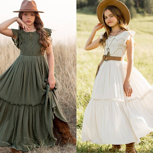 Vestido de Encaje Elegante para Niñas - Diseño Formal para Bodas y Eventos