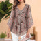 Blusa Larga de Gasa con Estampado Floral y Cuello en V