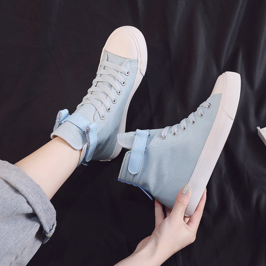Zapatillas Altas de Lona Negras Estilo Británico para Mujer - Image 6