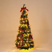 Árbol de Navidad Verde Terciopelo Plegable con Luces Cálidas - Image 10
