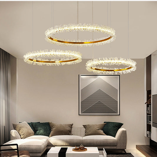 Lámpara de Cristal Colgante Dorada Moderna para Sala de Estar