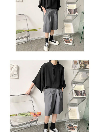 Camisa Japonesa Ligera para Hombre con Cuello Mao de Manga Corta - Image 9