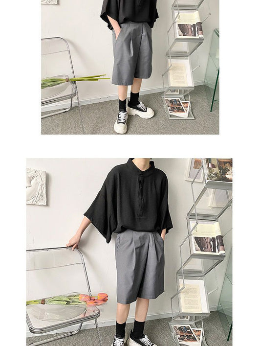Camisa Japonesa Ligera para Hombre con Cuello Mao de Manga Corta - Image 9
