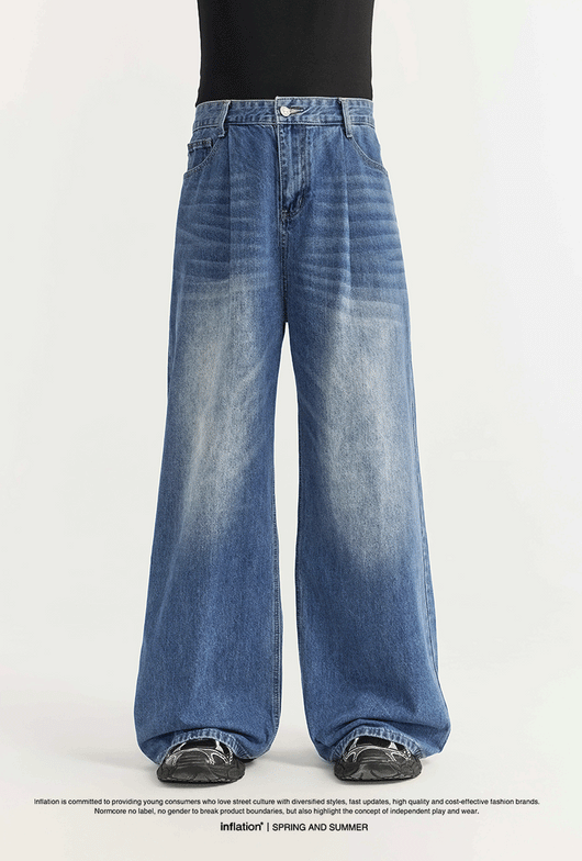 Pantalones Vaqueros Rectos Talla Alta para Hombre - Corte Ancho Lavado - Image 20