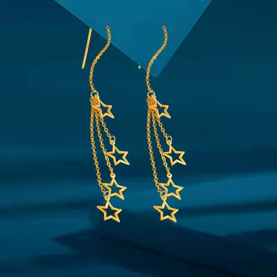 Aretes de Oro Au750 Livianos y Versátiles con Borlas - Image 6
