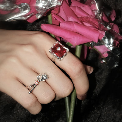 Anillo de Rosa Líquida Metal Retro Romántico - Image 9
