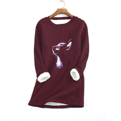 Sudadera Estampada con Pelaje para Mujer - Diseño Gato - Image 8