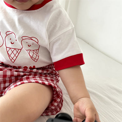 Conjunto Infantil Helado a Cuadros - Playera Manga Corta - Image 4