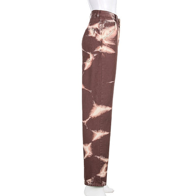 Jeans Rectos Tie Dye para Mujer con Drapeado Moderno - Image 3