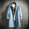 Abrigo Tipo Trench Denim Hombre Largo Casual Suelto