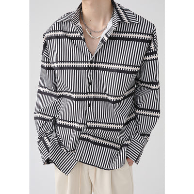 Camisa Hombre Rayas Azul y Blanco con Hombreras Tridimensionales - Image 8
