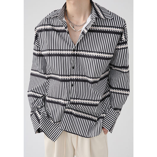 Camisa Hombre Rayas Azul y Blanco con Hombreras Tridimensionales - Image 8