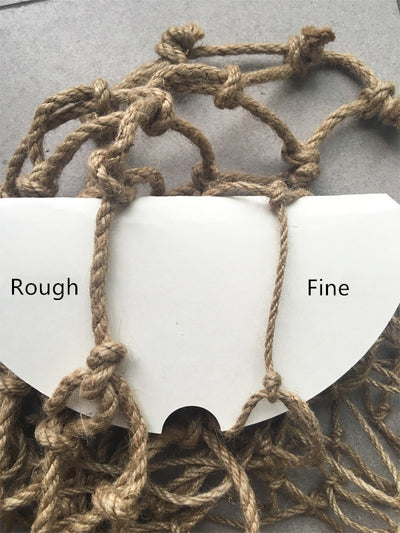 Natural hemp rope climbing net for birds, featuring a square grid pattern with knotted intersections. - Image 7