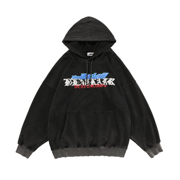 Sudadera con Capucha Estilo Distressed y Bolsillos Laterales para Hombre