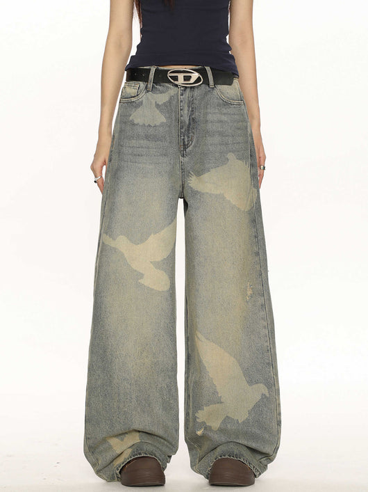 Jeans Personalizados con Estampado de Palomas - Diseño Chic y Moderno - Image 2