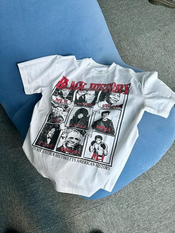 Camiseta Blanca Casual con Estampado Retrato Desgastado - Image 5