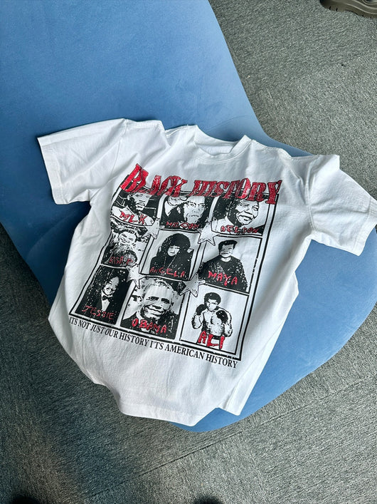 Camiseta Blanca Casual con Estampado Retrato Desgastado - Image 5