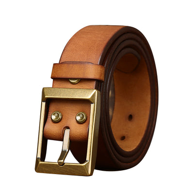 Cinturón de Cuero Genuino para Hombre con Hebilla de Bronce - Image 5