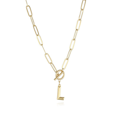 Collar de Letra Chapado en Oro Real Estilo Hip Hop - Image 10