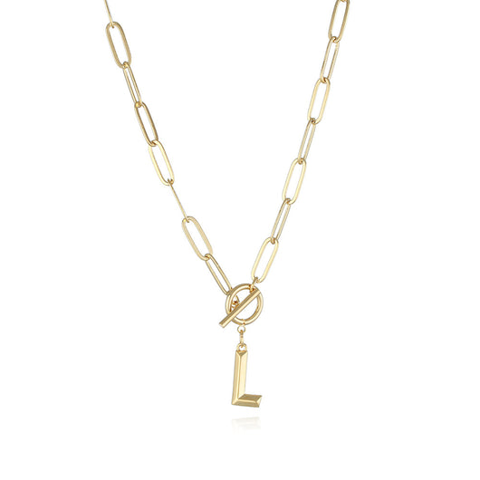 Collar de Letra Chapado en Oro Real Estilo Hip Hop - Image 10