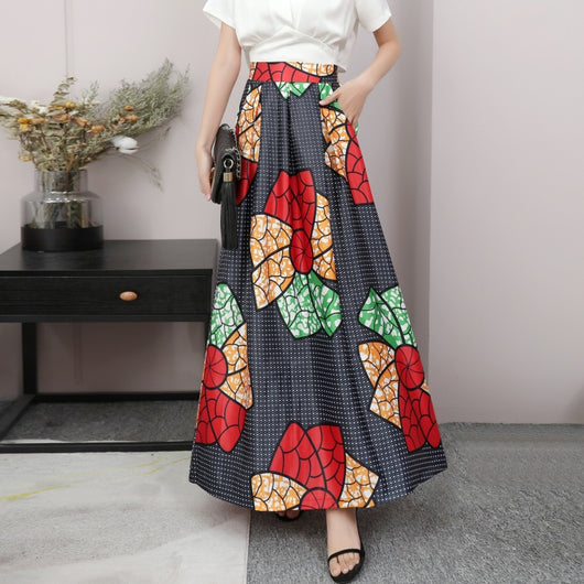 Falda Larga Acampanada de Cintura Alta para Mujer - Image 2