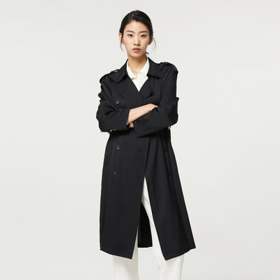 Abrigo Trench de Seda Doble Largo para Mujer - Image 8