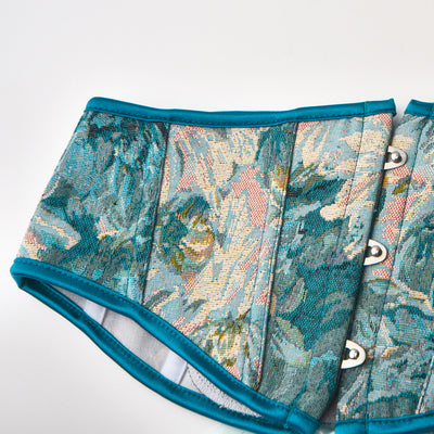 Faja Reductora con Estampado de Crisantemo Azul y Cierre de Cordones - Image 2