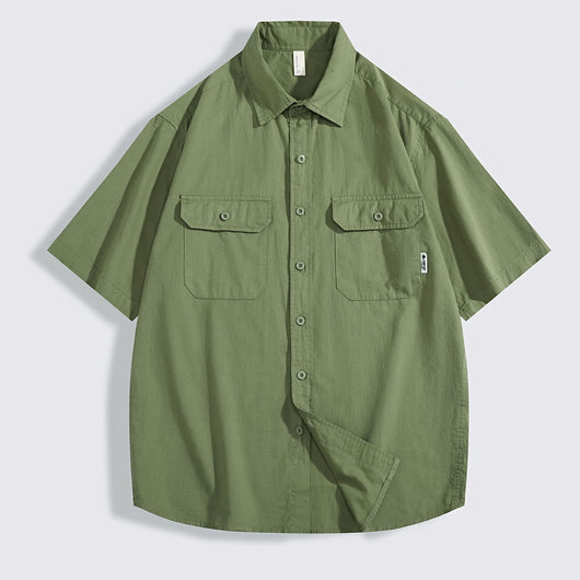 Camisa de Trabajo Retro Manga Corta para Hombre - Image 8