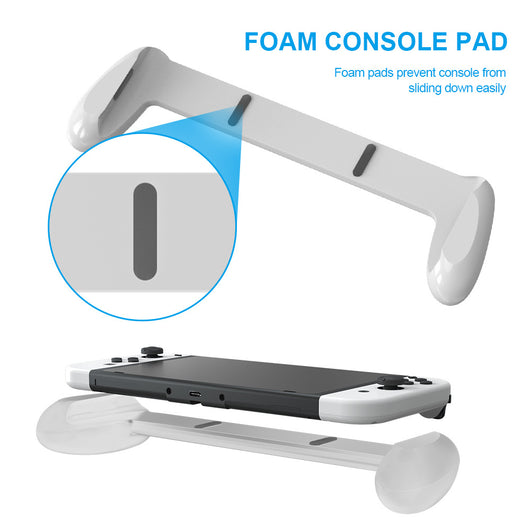 White game console grip for Switch OLED host, featuring ergonomic handles and multiple card storage slots. - Image 4