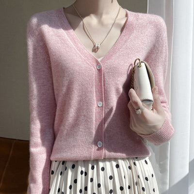 Cardigan Corto de Cachemira Tejida con Mangas Largas para Mujer - Image 14