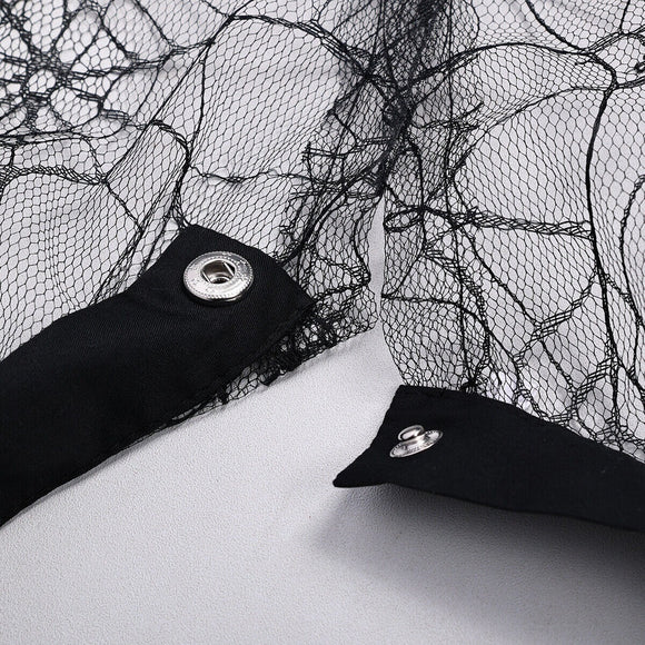 Cuello Falso de Encaje Mesh Negro para Niñas