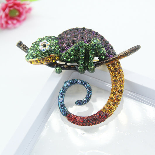Broche Camaleón con Gota de Aceite y Diamantes - Image 14