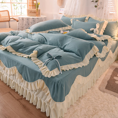 Juego de Cama Lujo Nude Princesa Durmiente con Encaje Floral - Juego de 4 Piezas - Image 34