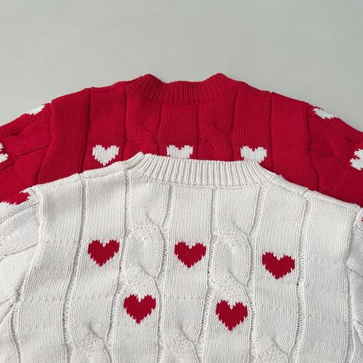 Suéter Infantil de Algodón Niño y Niña Cuello Redondo Rojo - Image 24