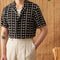 Camisa Cubana de Algodón Puro con Cuello Bordado - Manga Corta Estampada
