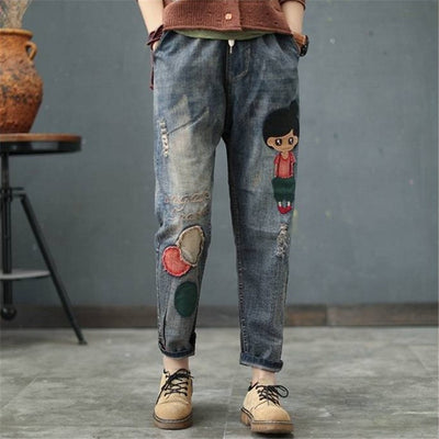 Pantalones Vaqueros para Mujer con Cintura Elástica y Piernas Anchas - Image 2