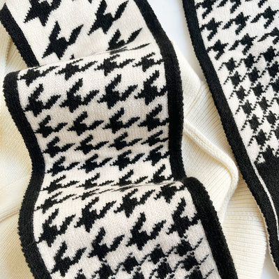 Bufanda Tejida Cuadros Houndstooth Elegante y Versátil - Image 38
