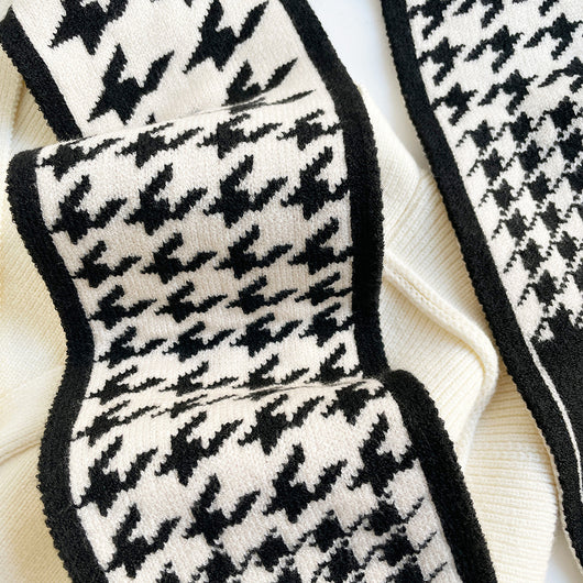 Bufanda Tejida Cuadros Houndstooth Elegante y Versátil - Image 38