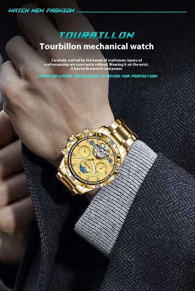 Reloj Mecánico Tourbillon Acero Inoxidable Resistente al Agua para Hombre - Image 15