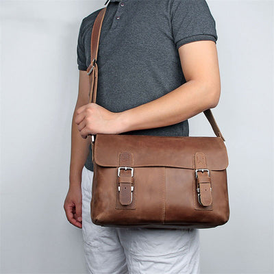 Bolso Bandolera de Cuero Vintage para Hombre